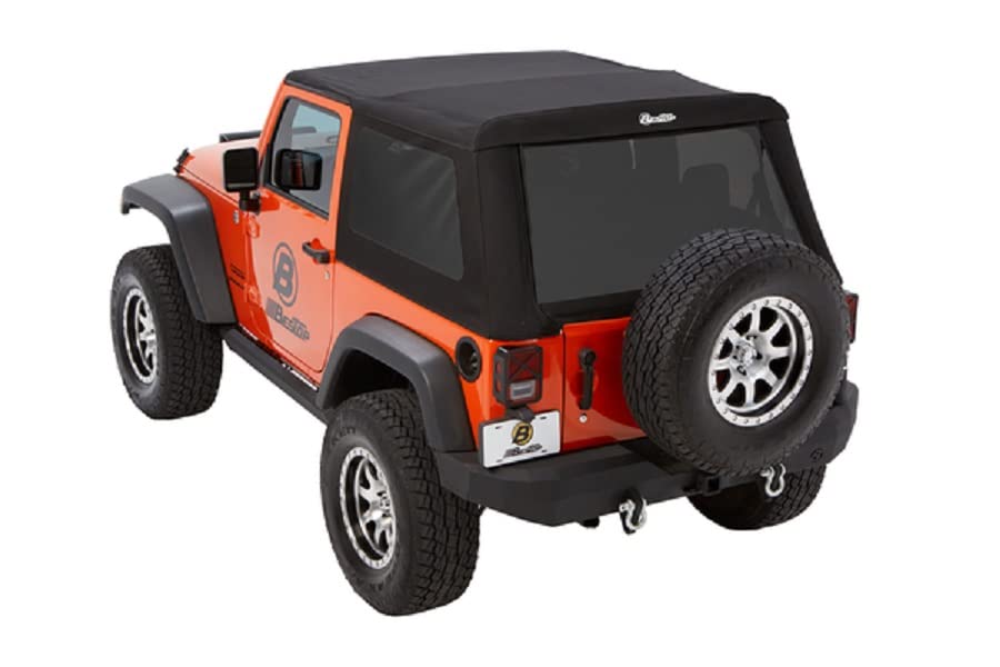 Bestop 5492217 Black Twill Trektop Nx Glide Convertible Soft Top For 2007-2018 Wrangler Jk 2-Door
