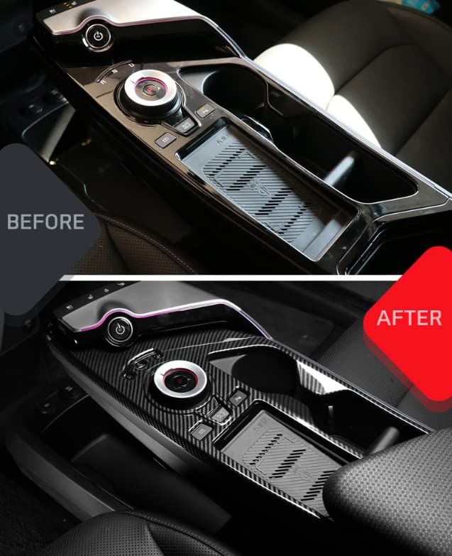 Youtoocar Carbon Fiber Pattern Car Gear Shift Panel Cover Interior Trim Compatible With Kia Ev6 Accessories
