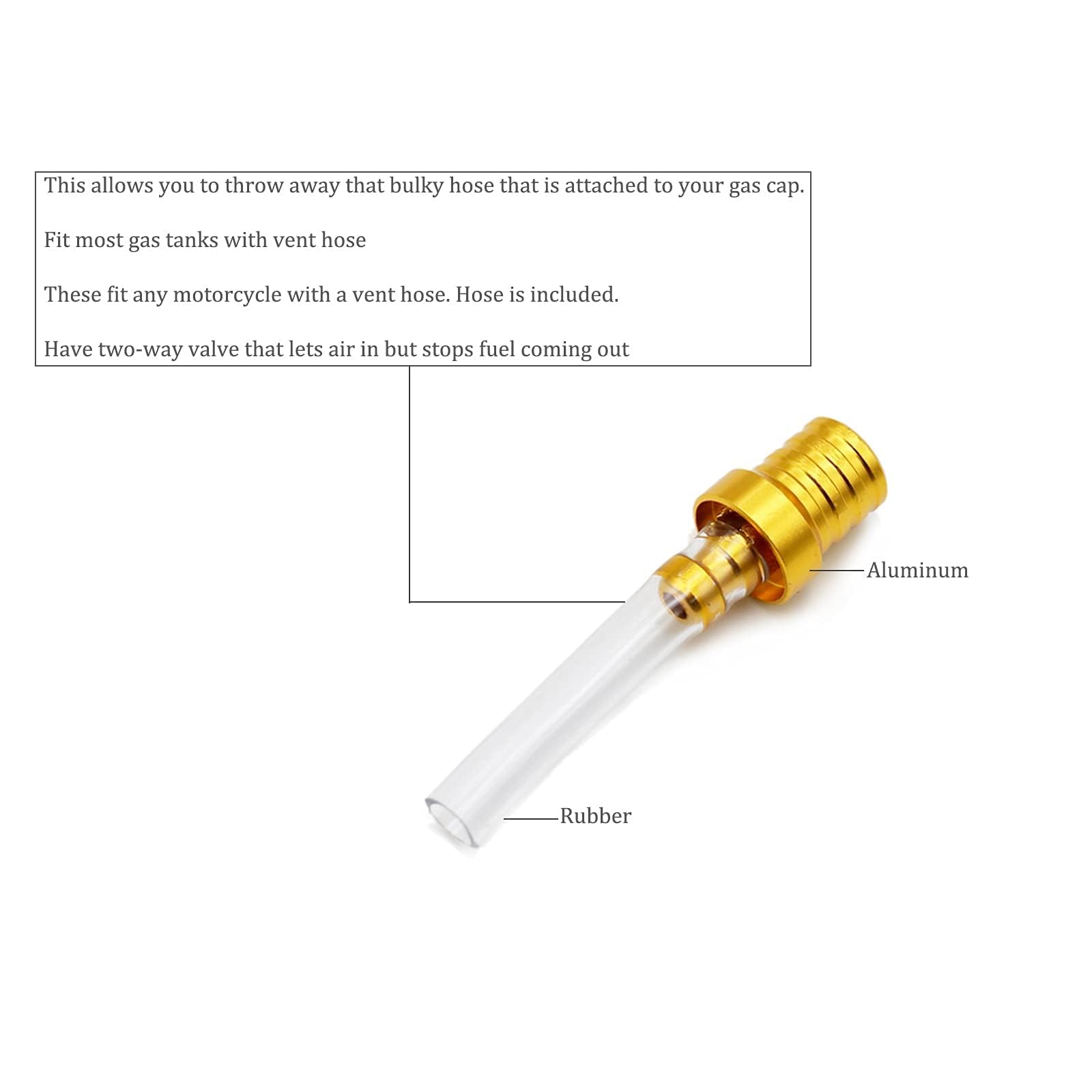 Pro Bat 10 Pack Cnc Motorcycle Gas Cap Two-Way Breather Tube Vent For Dirt Bike Pit Bike Atv All Factory Crf Xr Cr All Quads All