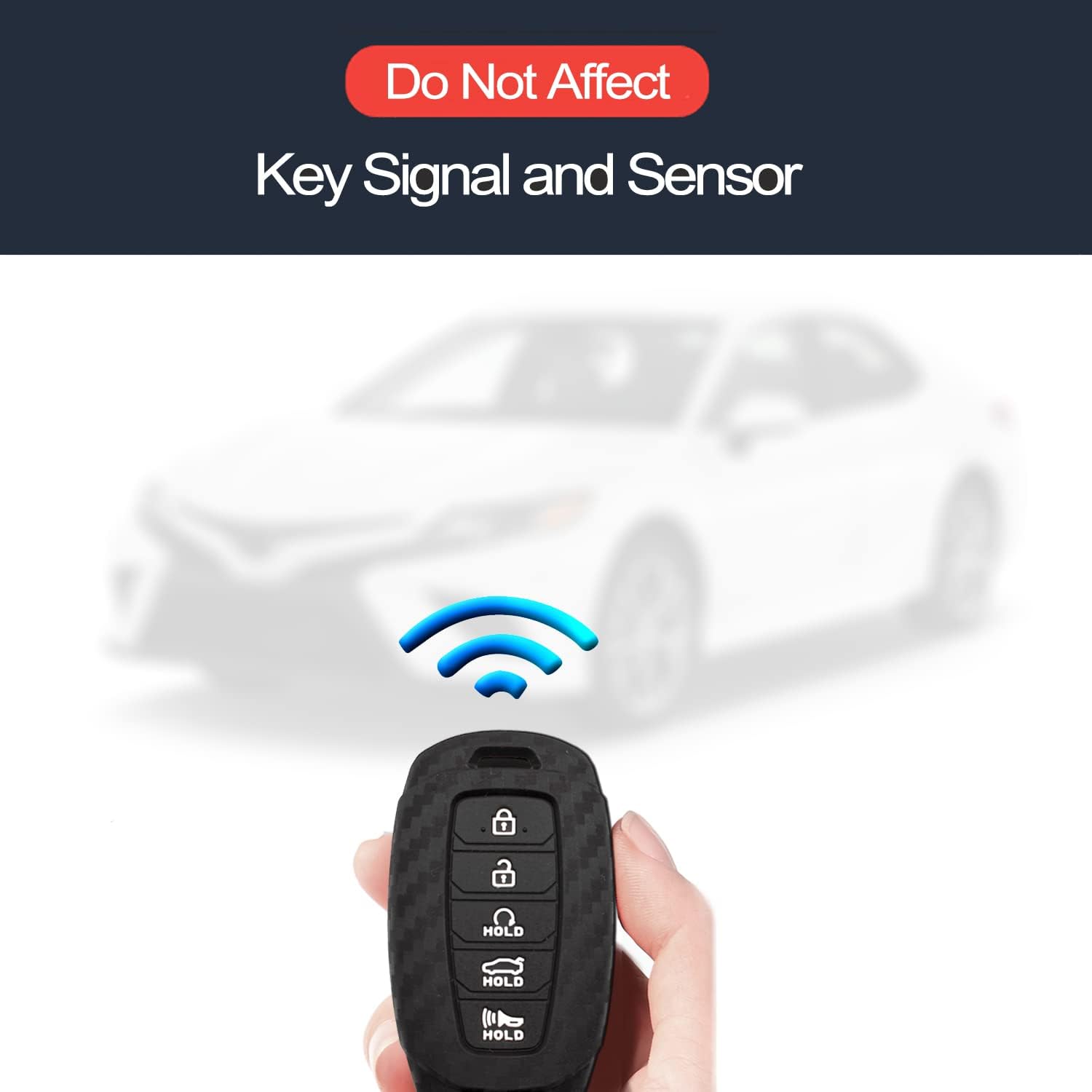 Infipar 2Pcs Compatible With Hyundai Elantra Palisade Elantra N Smart 5 Buttons Key Fob Cover Case Key Chain Protector Keyless Entry Carbon Fiber Looks Remote Holder