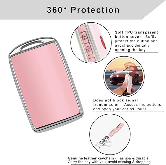 QBUC for Mazda Key Fob Cover Case with Keychain for 2019-2023 Mazda 3 6, Mazda 3 Hatchback, 2020-2023 Mazda CX-5, CX-9, CX-30 (P