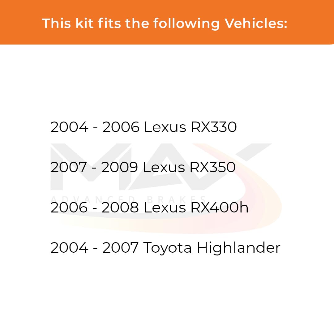 Max Advanced Brakes Rear Brake Kit Compatible With 2004-2007 Toyota Highlander Compatible With Lexus Rx330 Rx350 Replacement Pre