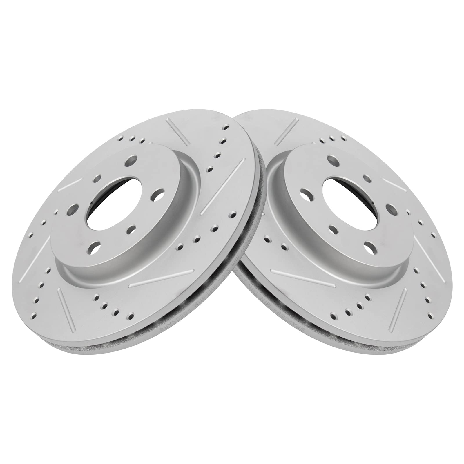Trq Front Performance Brake Rotors Set Premium G-Coated Cross Drilled & Slotted Compatible With 2012-2017 Fiat 500