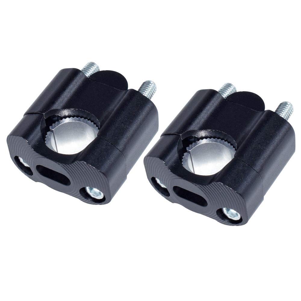 Feiteplus Motorcycle Bar Clamps 7/8'' to 1 1/8'' Fat Bar For Motorbike Pit Dirt Bikes Black (Pack of 2, 20mm Rise)