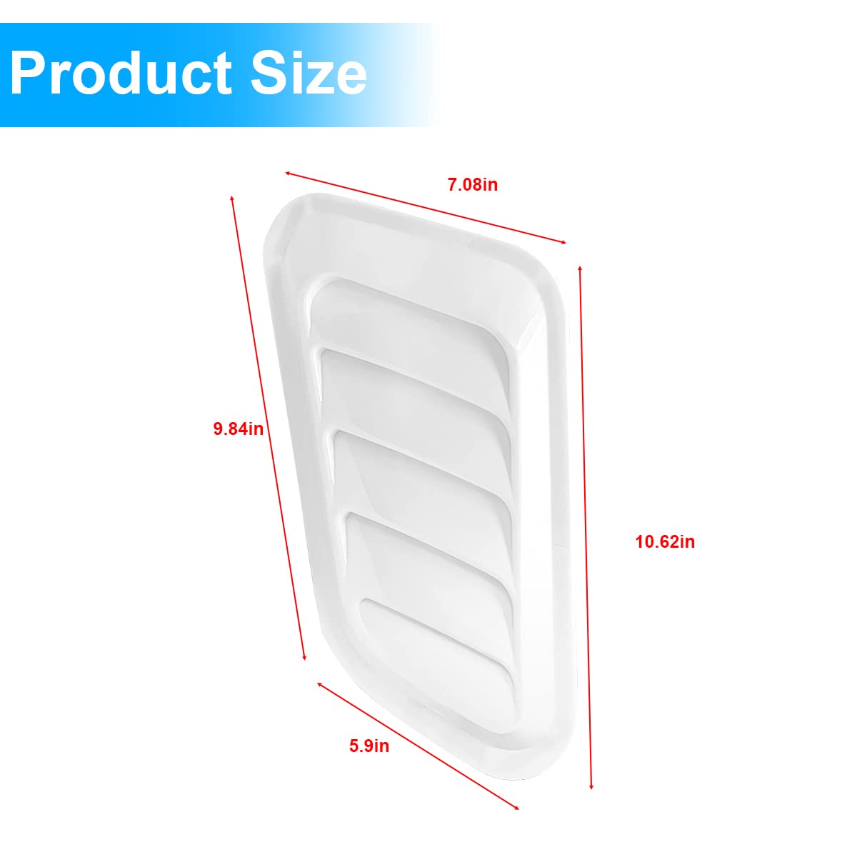 Car Hood Vents, 2Pcs Universal Hood Air Vents For Car Hood Scoop, Bonnet Vent Hood Air Intake Trim Cover (White)