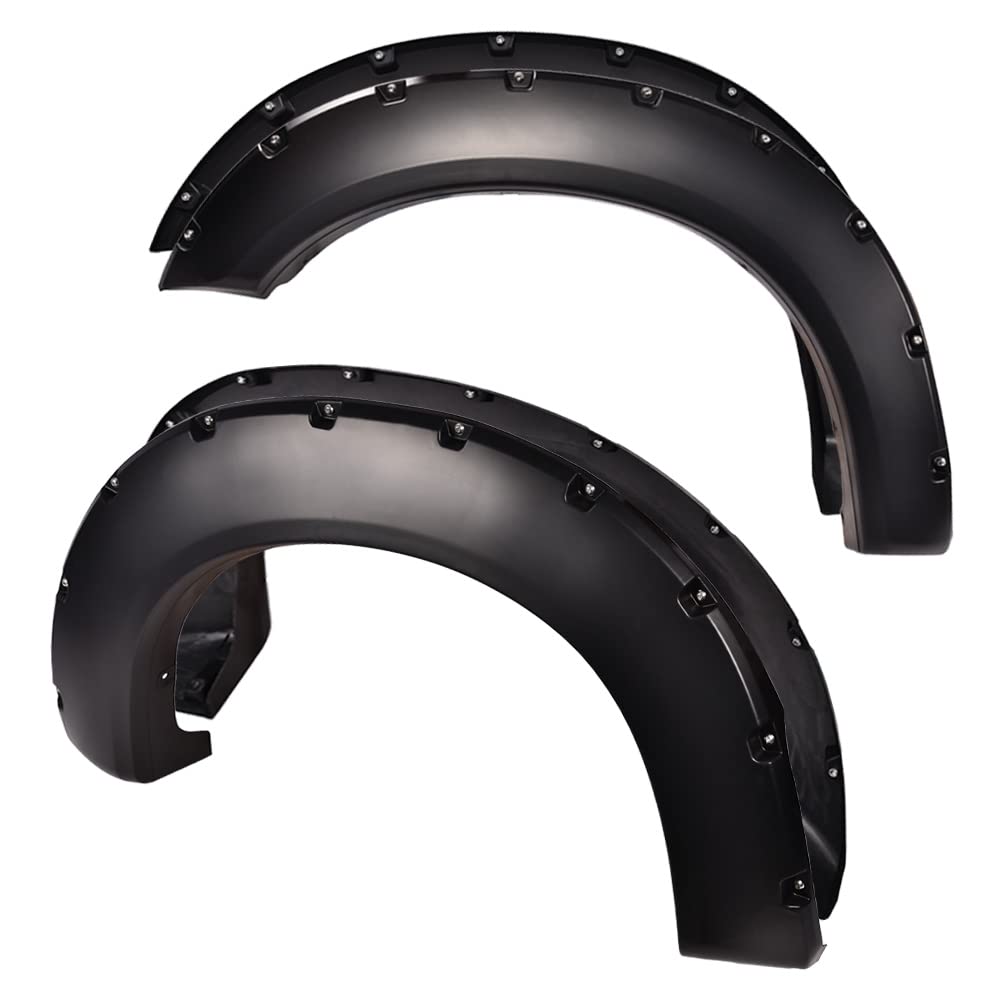 PIT66 Fender Flares, Compatible With 2011-2016 Ford F250 & F350 Super Duty (NOT For Dually Models), Paintable Smooth Matte Black