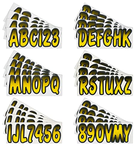 Hardline Products Series 200 Factory Matched 3-Inch Boat & Pwc Registration Number Kit, Yellow/Black - Yebkg200