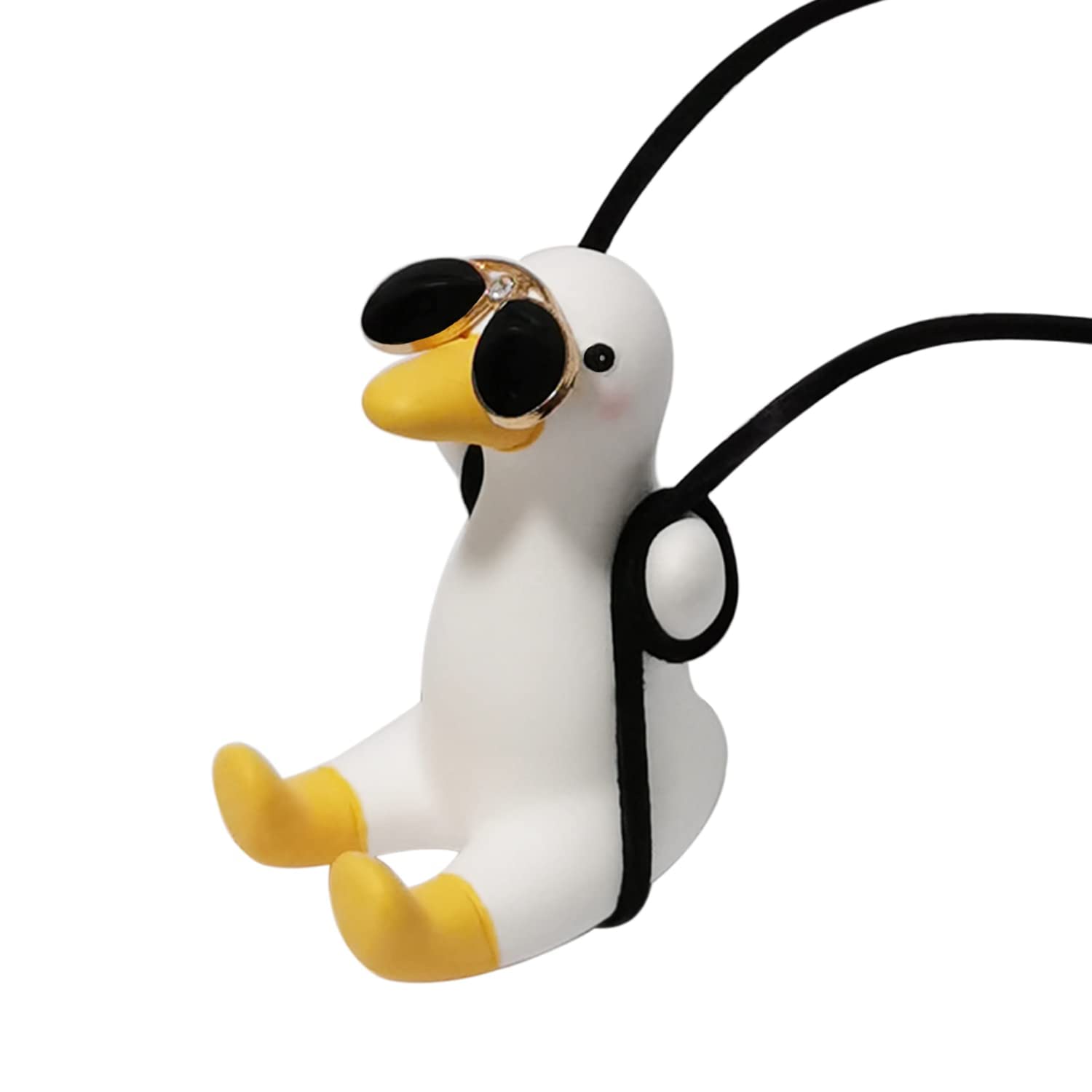 Swinging Duck Car Hanging Ornament, Cute Car Hanging Accessories For Rear View Mirror, Car Pendant Swinging Sunglasses Duck Hang