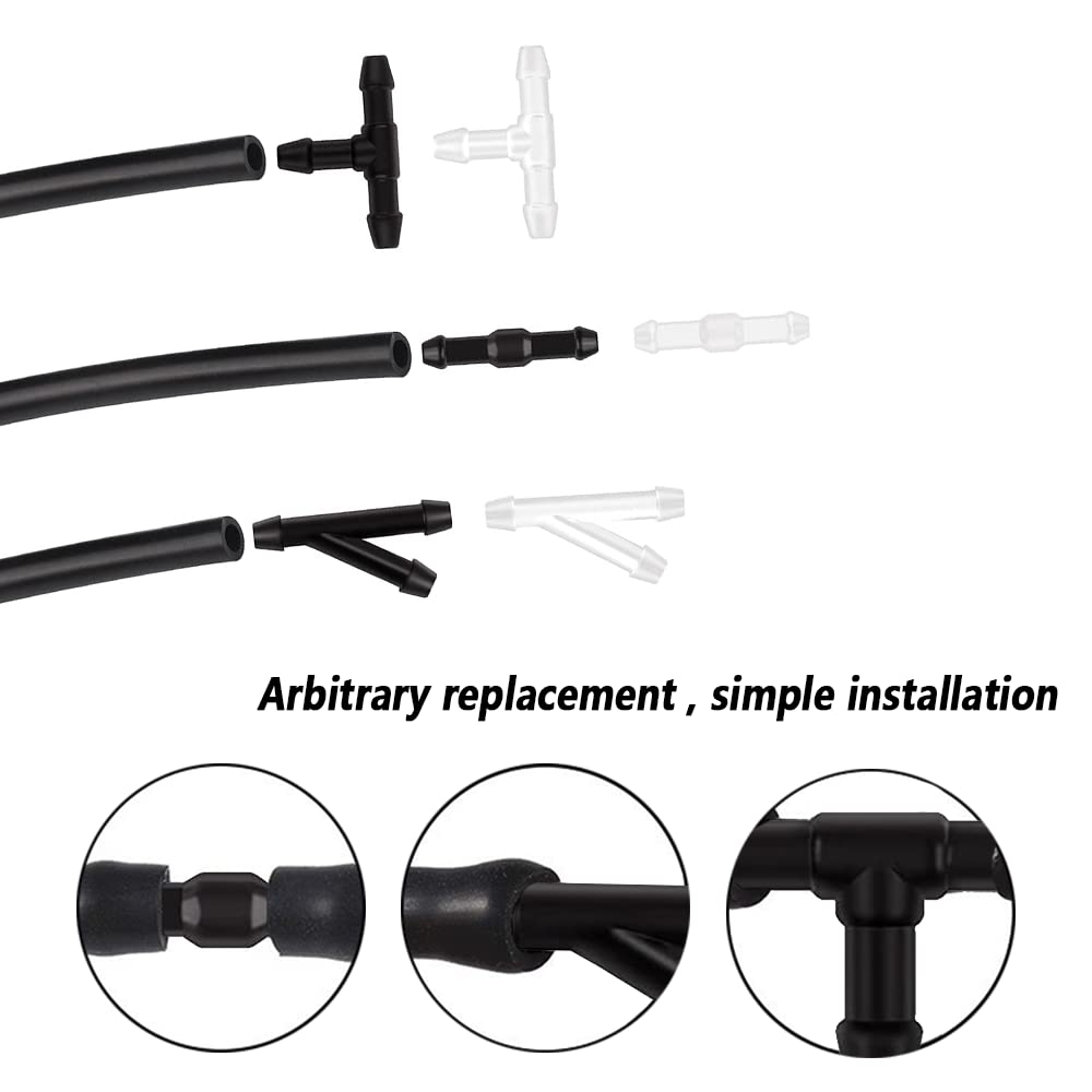 Windshield Washer Hose Repair Kit Include 4M/13Ft Automotive Replacement Windshield Washer Hoses+12 Pcs Hose Connectors,Compatible With Most Cars Suvs Trucks Washer Fluid Tank&Washer Nozzles