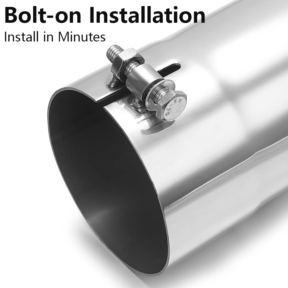 A-Karck Turn Down Exhaust Tip 3.5'' Inlet, Polished Tailpipe Tip With 3.5'' Inlet & Outlet 12'' Overall Length, Stainless Steel