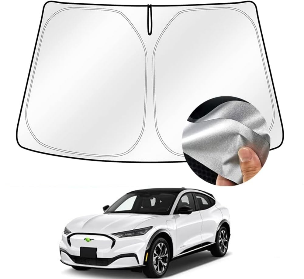 Cartist Windshield Sun Shade Fits For Ford Mustang Mach-E 2021 2022 2023 2024 2025 Accessories Foldable Car Front Window Sunshad