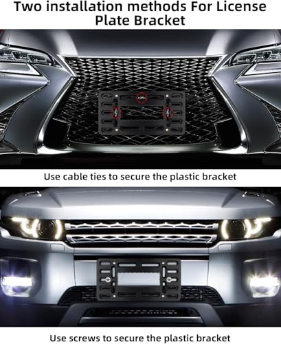 Xclpf Front License Plate Bracket. No Drill Front License Plate Bracket .Front License Plate Mounting Kit. Universal Bumper Car Frame Mount Adapter With Stainless Steel Screw Cap,Cable Ties