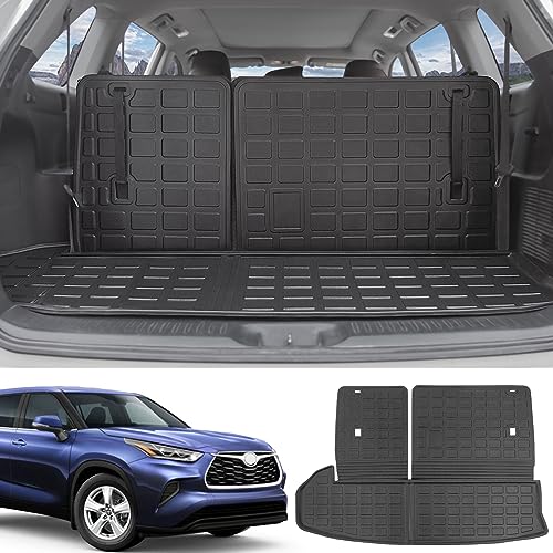 Powoq Trunk Mat Compatible With 2014-2019 Toyota Highlander Cargo Mat Backrest Mat Replacement For 2014-2019 Toyota Highlander Accessories (Fit 2014-2019 Highlander, Rear Cargo Mat With Backrest Mat)