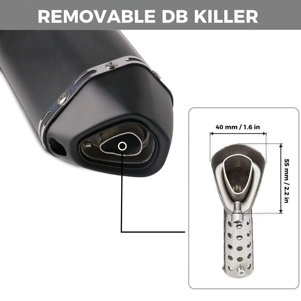 Exhaust Muffler 1.5-2Inlet With Removable Db Killer For Street/Sport Motorcycles And Scooters With 38,51Mm Diameter Exhaust Pipes(Matt Black)