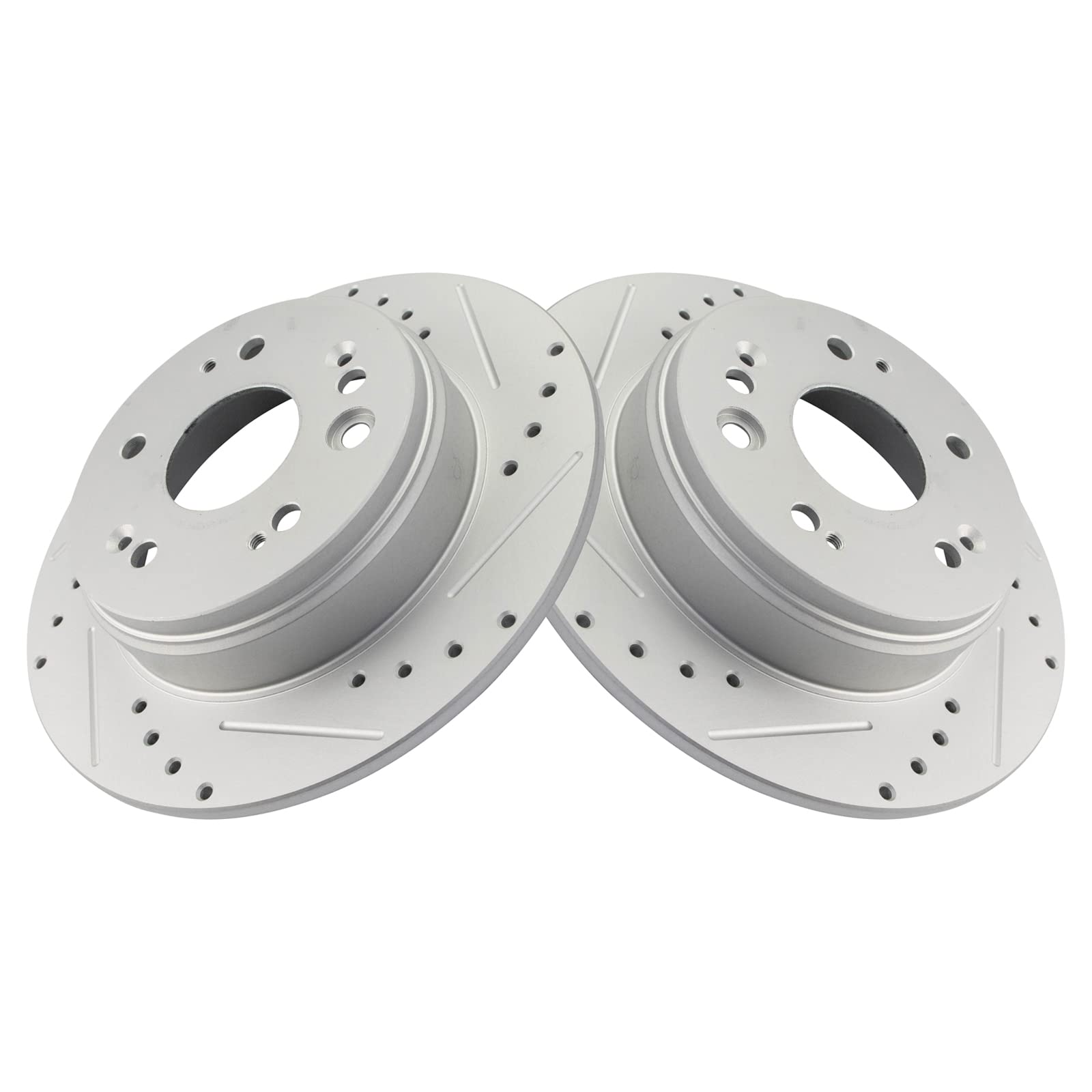 Trq Rear Performance Brake Rotors Set Premium G-Coated Cross Drilled & Slotted Compatible With 2002-2004 Honda Cr-V