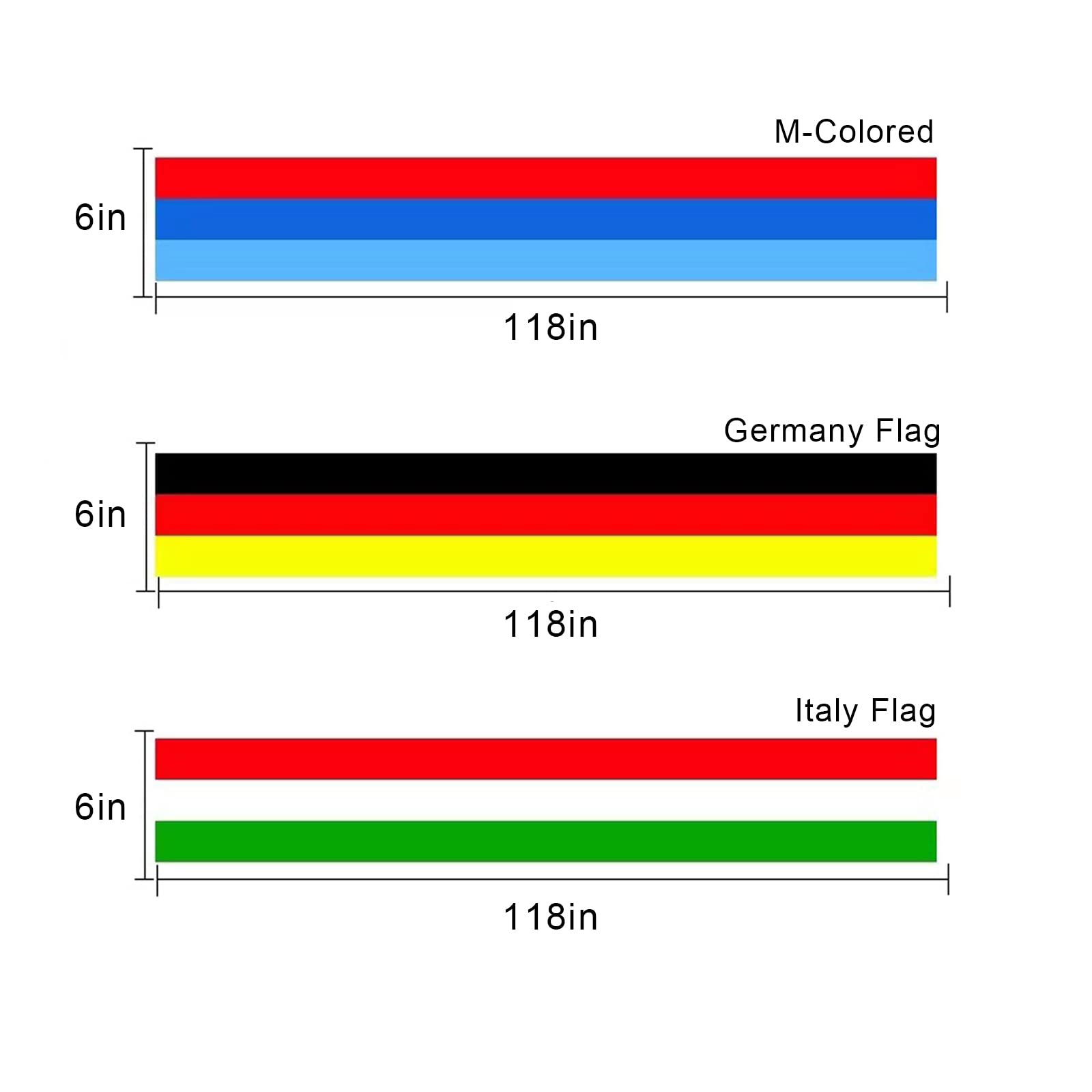 LANZMYAN 118x6 Germany Flag Color Vinyl Stripe Car Hood Decal Sticker for Grille Fender Hood Roof Side Skirt Body Trunk Exterior