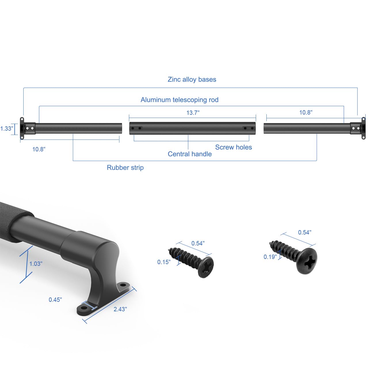 Safoner RV Screen Door Support Bar Handle with Metal Base | Adjustable 21.5-32 Length| Camper Door Accessories for Travel Tr