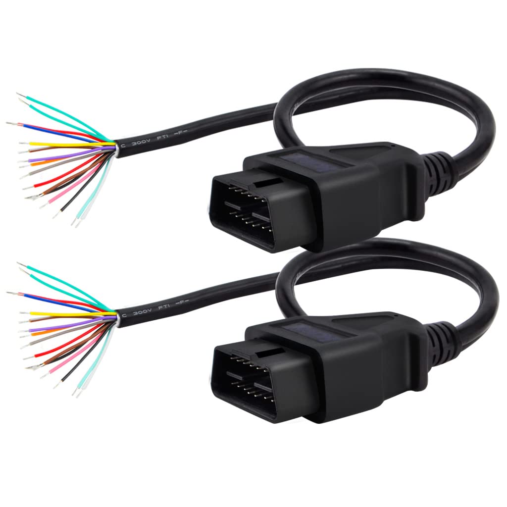 Ikkegol Pack Of 2 16 Pin J1962 Obd2 Obd-Ii Male Connector To Open Plug Wire, Obd Diagnostic Extension Cable Pigtail For Diy X 2 
