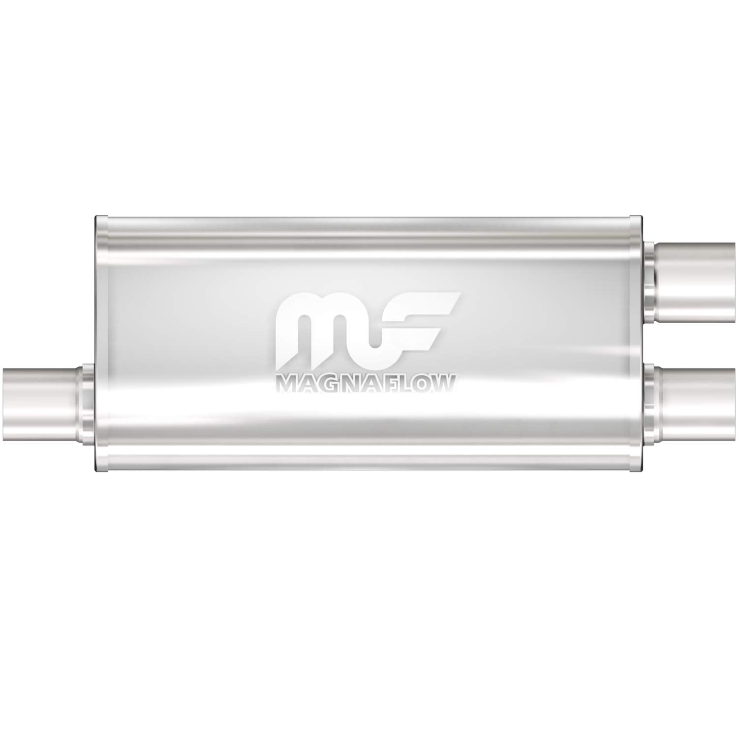 MagnaFlow Performance Exhaust Muffler 12267: 3''/2.5'' Inlet/Outlet, 5x8x18'' Oval, Stainless Steel, Satin Finish