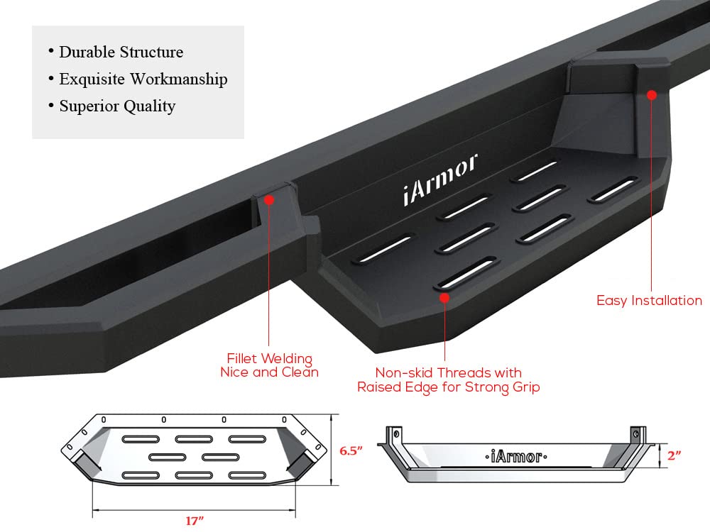 Aps Pocket Steps Running Boards Side Bars Compatible With Jeep Wrangler Jk 2007-2018 4-Door (Factory Sidesteps Or Rock Rails Have To Be Removed)