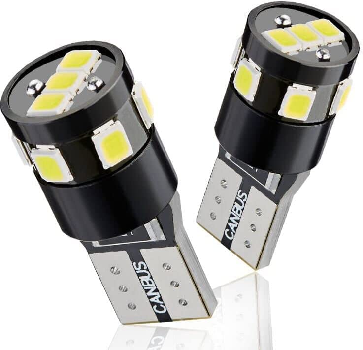 Antline 194 168 2825 W5W T10 Led Bulbs Xenon White, Ultra Bright Error Free 9-Smd 2835 Chipsets 6000K Replacement For Car Interior Dome Map Door Courtesy License Plate Lights (Pack Of 10)