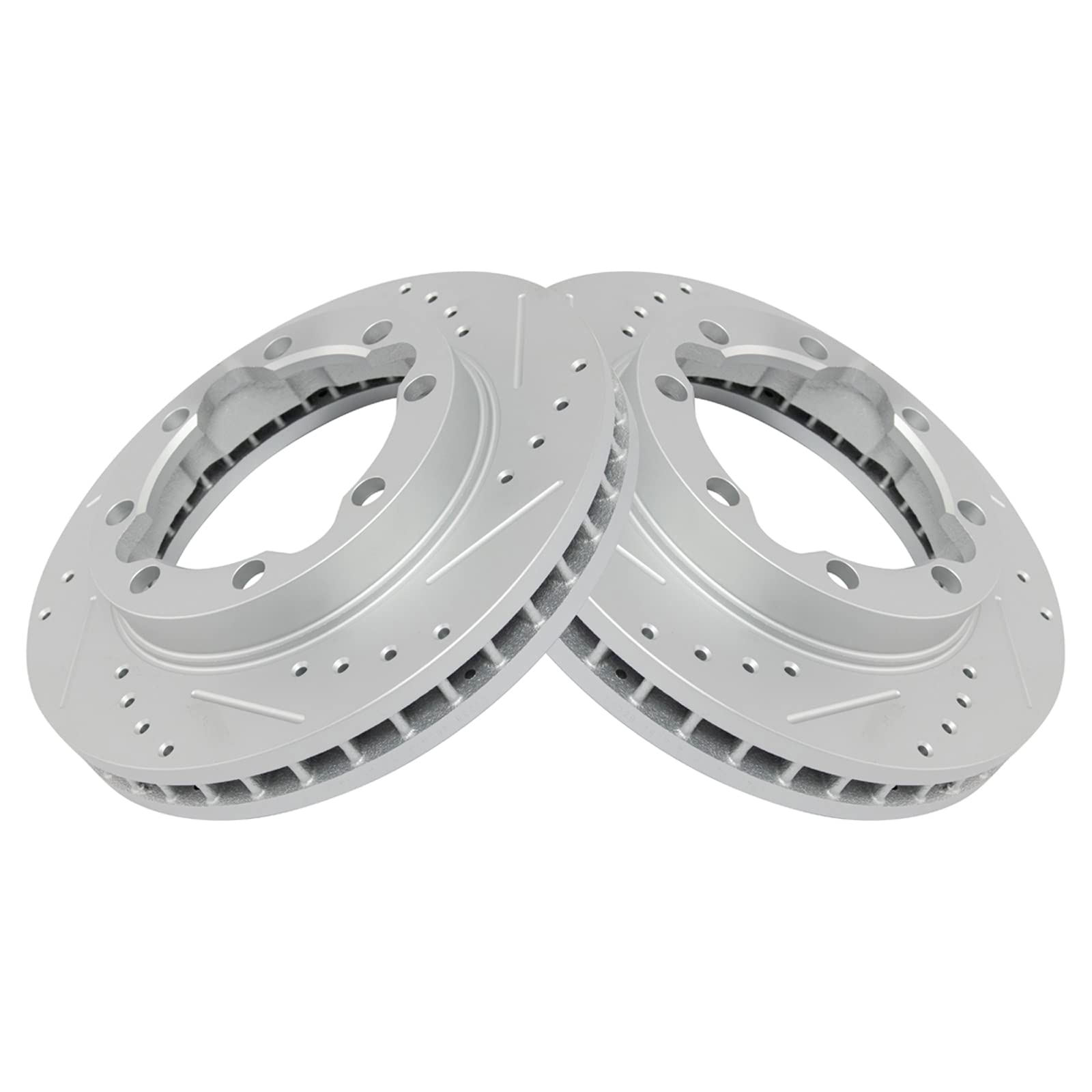Trq Front Performance Brake Rotors Set Premium G-Coated Cross Drilled & Slotted Compatible With 1989-2000 Chevrolet K3500 1994-1