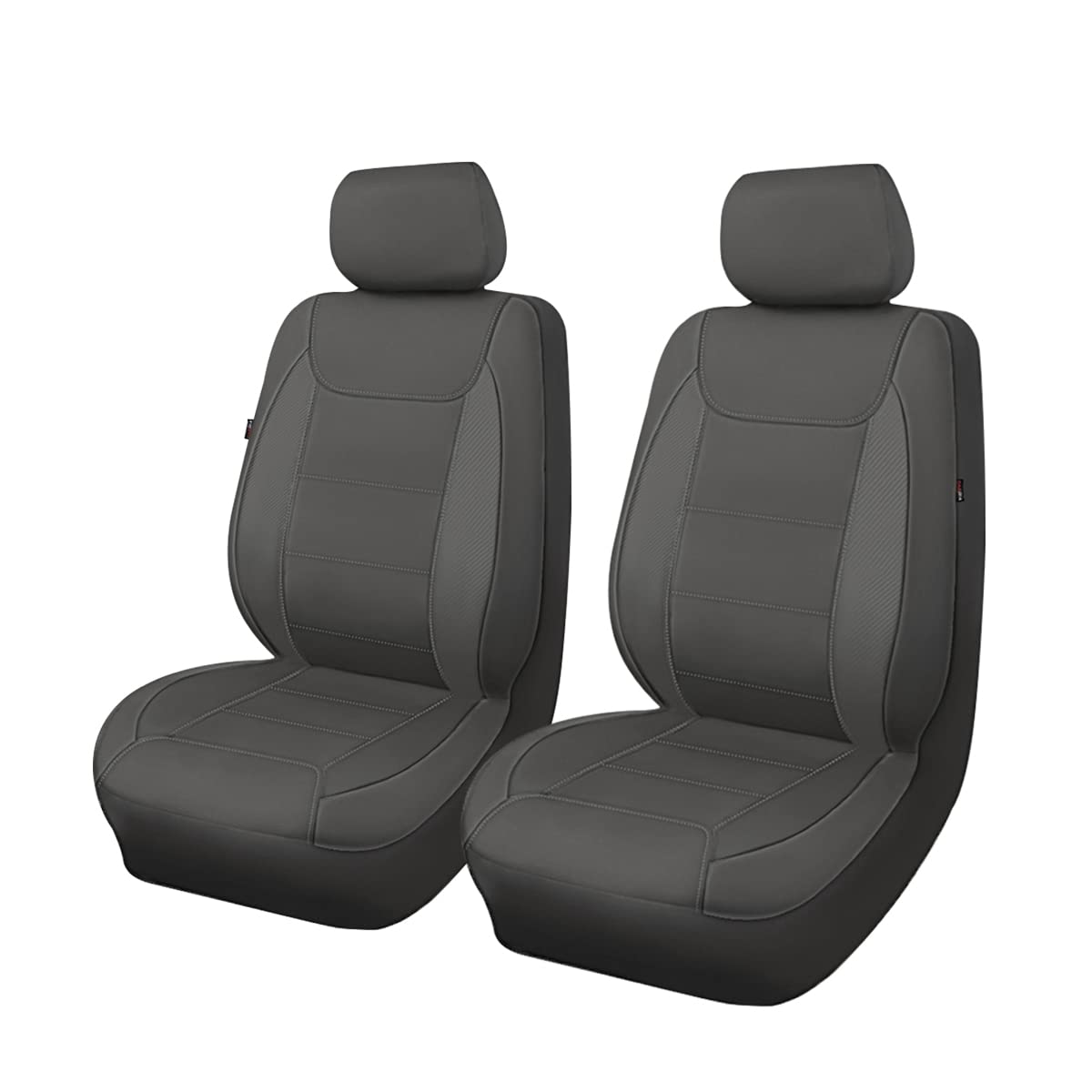 Flying Banner Car Seat Covers Protects Water Proof Faux Leather Carbon Fiber Fronts Gray Gray