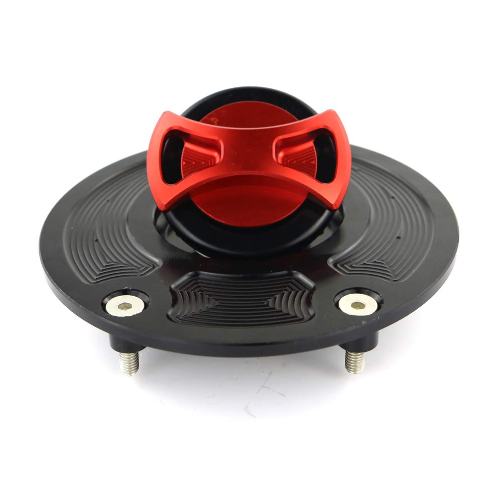 Xitomer Cnc Aluminum Billet Fuel Tank Cap, Fit For Zx-6R Zx636 2007-18/ Ninja Zx-10R 2006-17/ Kle650 2007-18/ Klz1000 2012-18/ Zx-14R Zzr1400 2006-18, Gas Cover (Red)