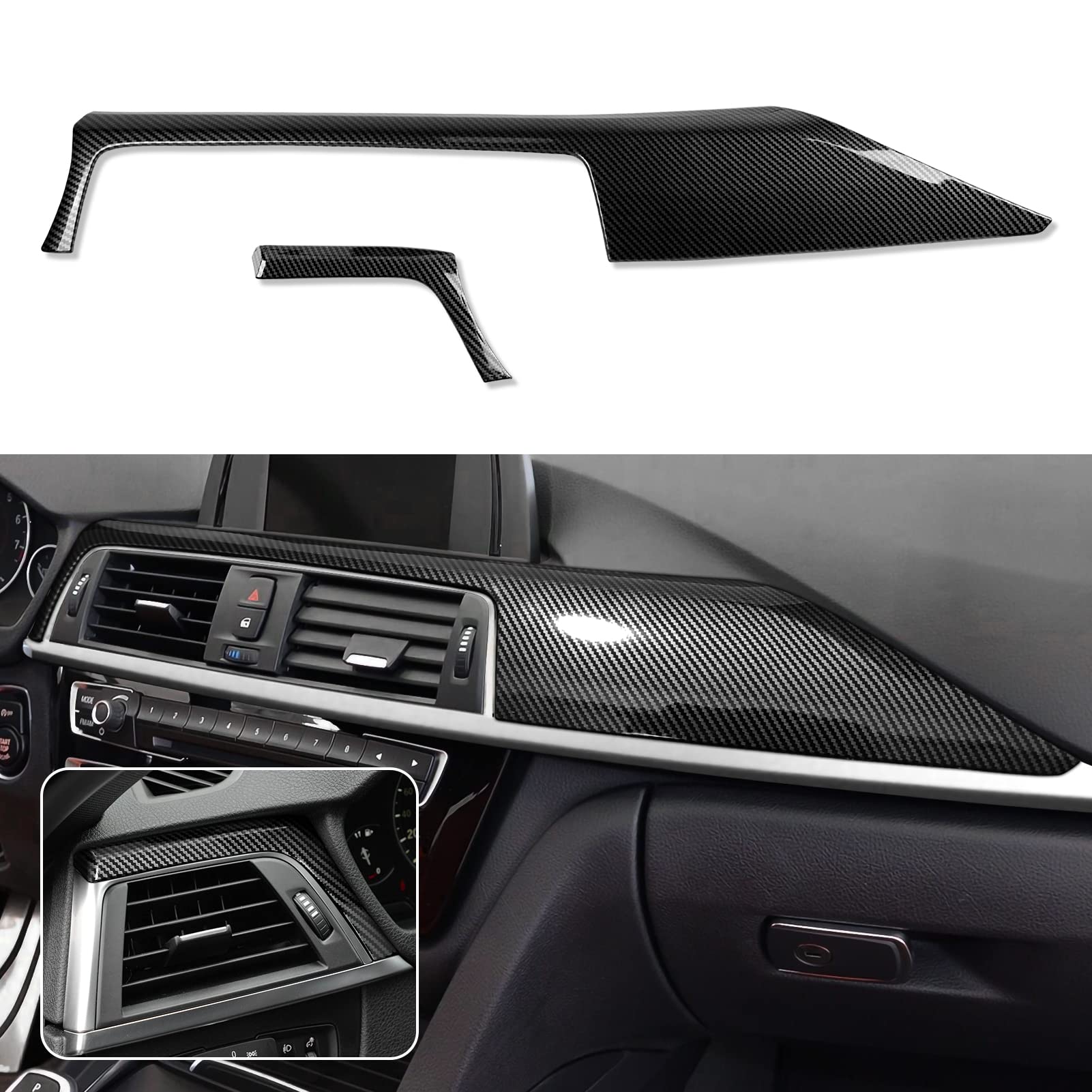 Car Dashboard Cover Panel Sticker Carbon Color Abs Decal Trim Fits For Bmw 3 4 Series F30 F31 F34 3Gt F32 F33 F36 Accessories