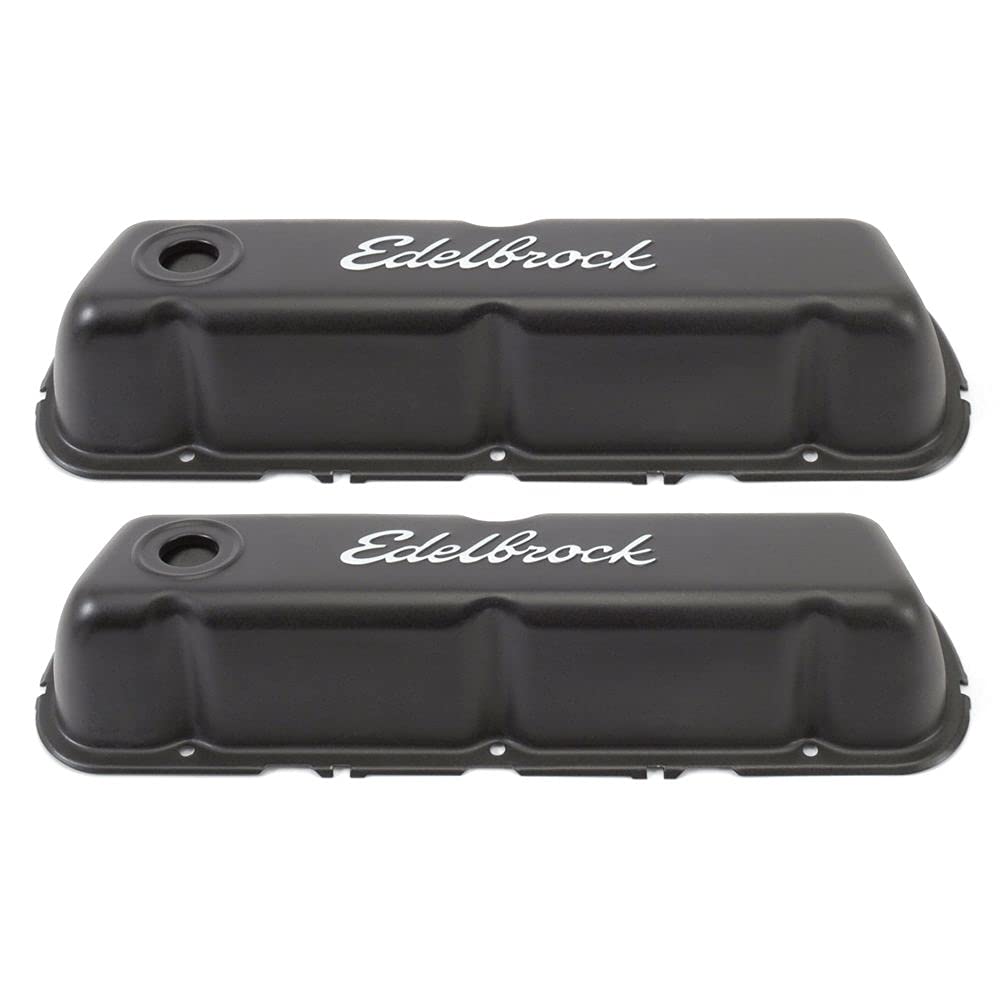 Edelbrock 4603 Signature Series Valve Cover Ford 289-351W Chrome W/Black Finish