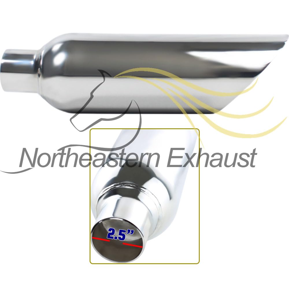 Northeastern Exhaust | Stainless Steel Exhaust Tip Universal Angle Cut 5 Inch Chrome Exhaust Tip (2.5' ID x 5' OD x 17' Long) | Automotive Replacement Part