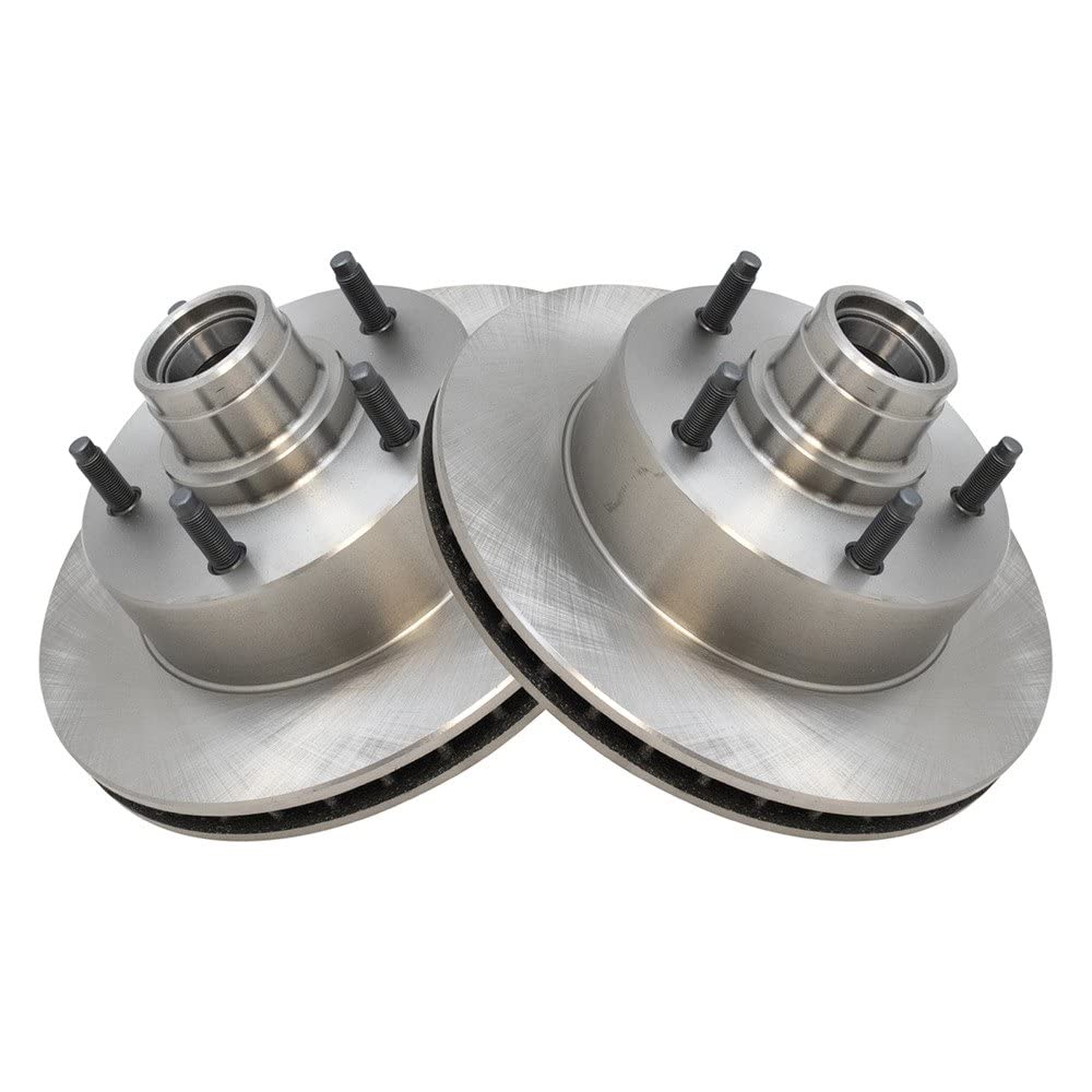 Trq Front Brake Rotors Set Vented Compatible With 1994-2001 Ford E-150 Econoline E-150 Econoline Club Wagon 1994-1996 F-150