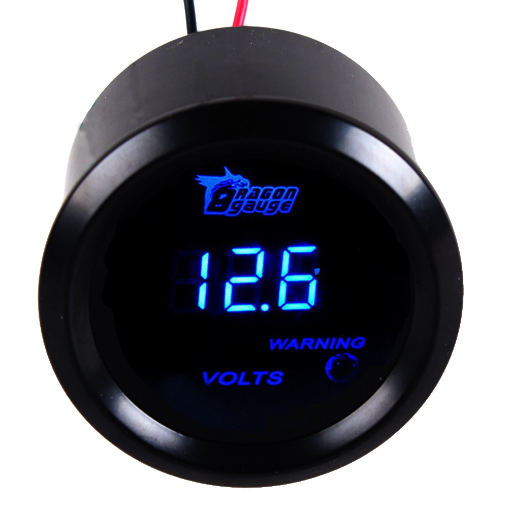 Esupport Car 2'' 52Mm Digital Volt Voltage Gauge Blue Led