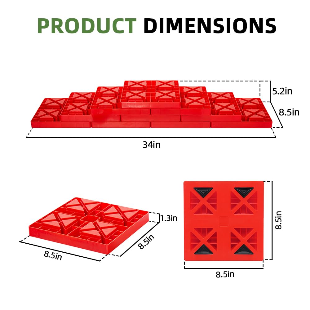 Garfatolrv Rv Leveling Blocks, Heavy Duty Camper Leveling Blocks And Interlocking Design, Camper Levelers 10 Pack With Packing B