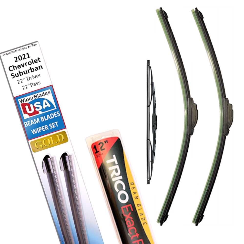 Beam Blade Wipers Replacement Set For 2021 Chevrolet Suburban W/Rear - Wiperbladesusa Gold Beam Wiper Blades Wipers Set