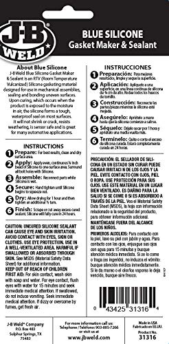 J-B Weld 31316 Rtv Silicone Gasket Maker And Sealant - 3 Oz. - Blue