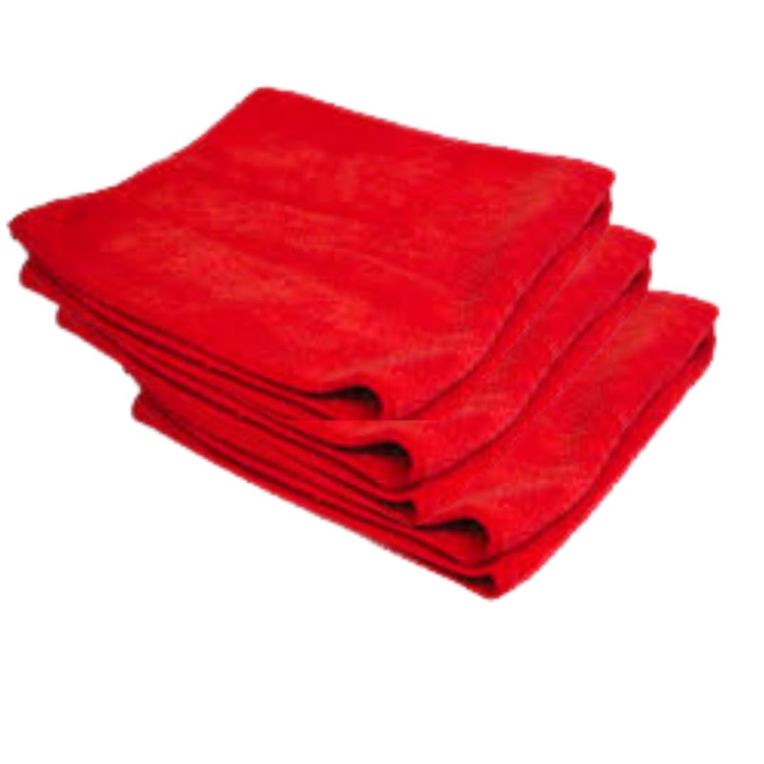 Embuer Microfiber Cloth  3 pcs  40x40 cms  350 GSM RED! Thick Lint & StreakFree Multipurpose Cloths  Automotive Microfibre 