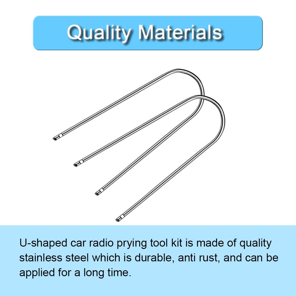 Automotive Car Radio Removal Pry Tool Kit U-Shaped For Disassembly Of Most Car Cd Audio Frequency Converter Stainless Steel 4Pcs