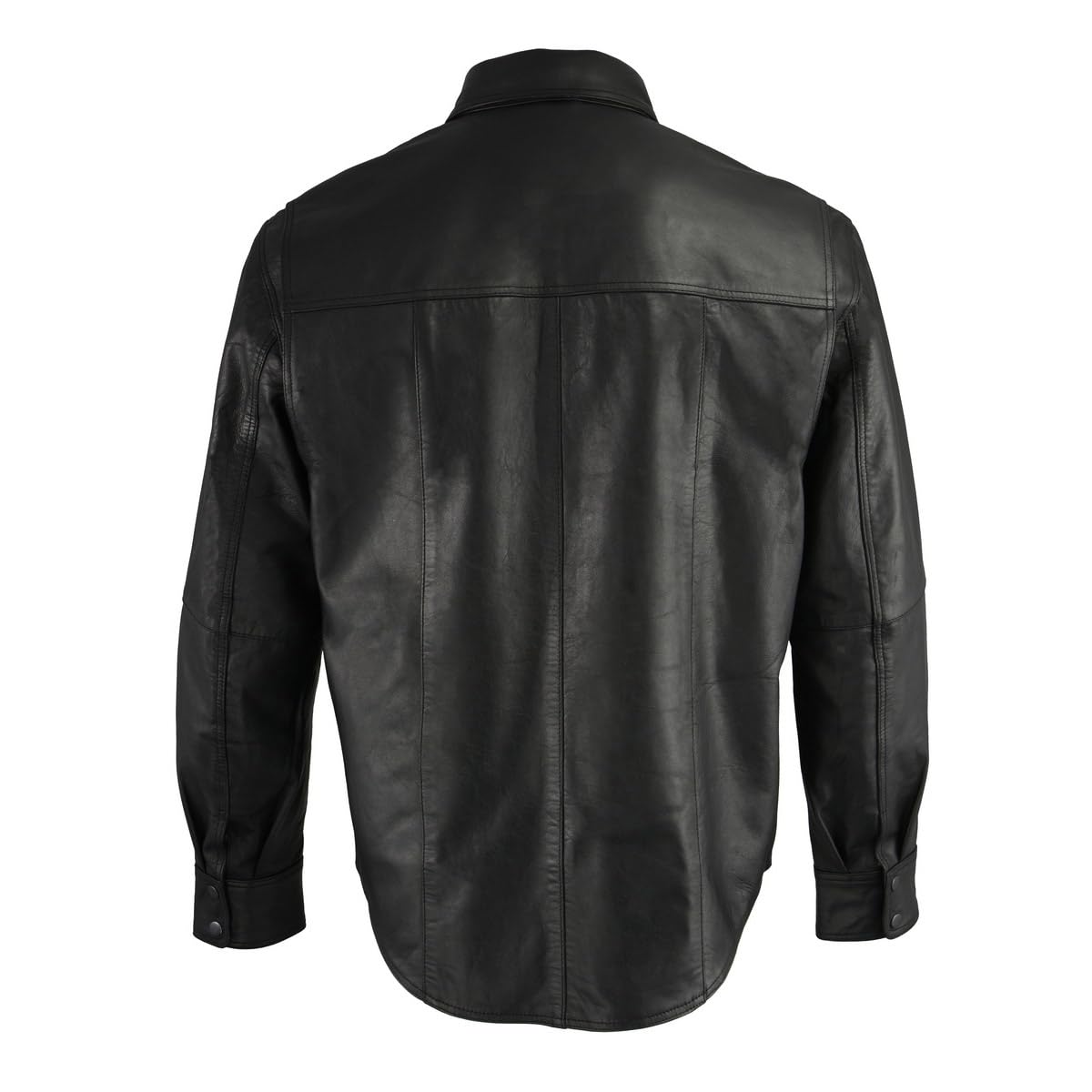 Milwaukee Leather LKM1601 Men's Black Lightweight Snap Front Casual Biker Leather Shirt - Medium