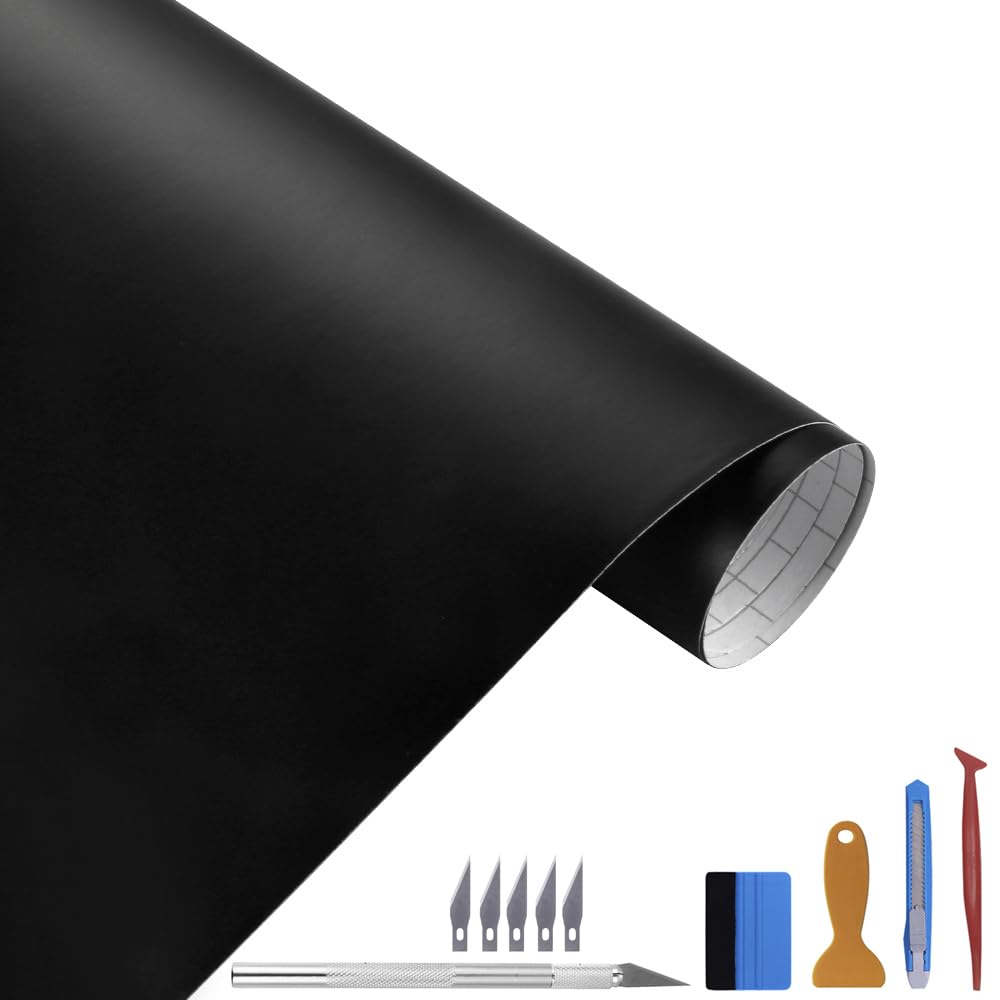 Lzlrun Free Tool Kit Matte Vinyl Tape For Black Out Chrome Delete Window Trim Door Trim (5Feet X 10Feet)