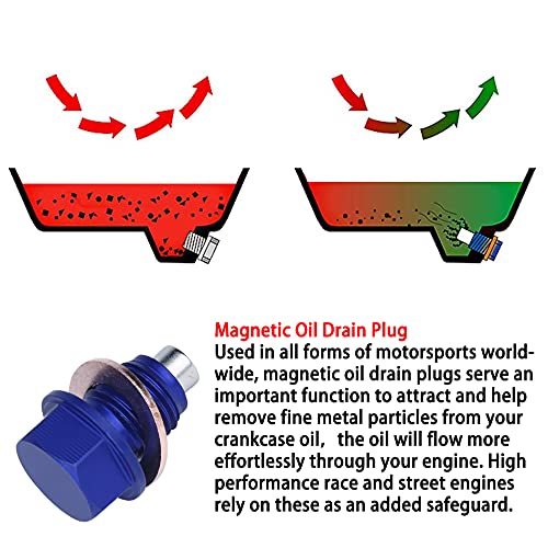Oil Drain Plug (M14 X 1.5 Mm) Made Of 7075 Aluminum With Neodymium Magnet Fits For Honda Acura Ford Gm Mazda Hyundai Kia And Mor