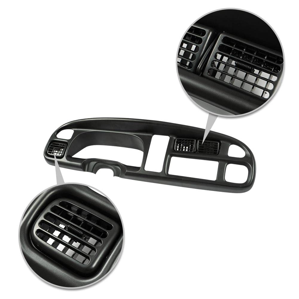 Pit66 Dash Board Bezel Cover Compatible With 1998 1999 2000 2001 2002 Dodge Ram 1500 2500 3500 Instrument Panel Cover W/Vents