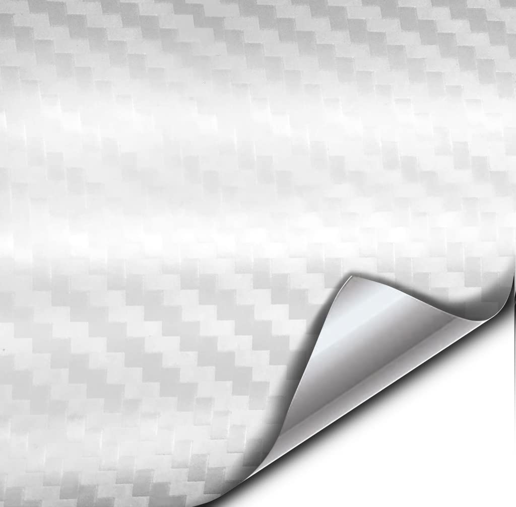 Vvivid+ Premium Carbon Fiber Vinyl Wrap Film (White, 1/2Ft X 5Ft)