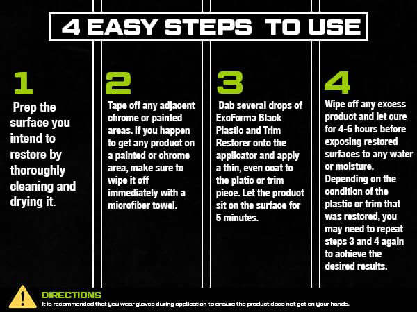 Exoforma Black Trim Restorer - Restores Factory Black To Plastic Trim - Protects Against Uv Rays - Unique Dye-Infused Formula La