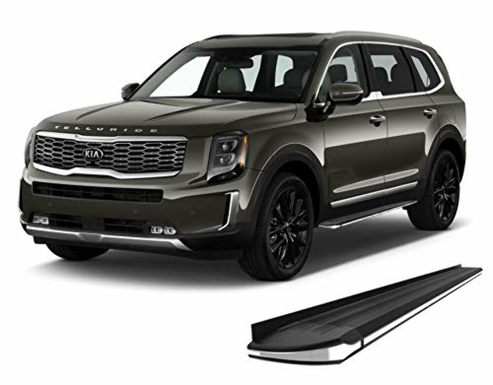 Black Horse Off Road Black Horse Exceed Running Boards Black Compatible With 2020-2023 Kia Telluride|2020-2023 Hyundai Pallisade-Ex-K376