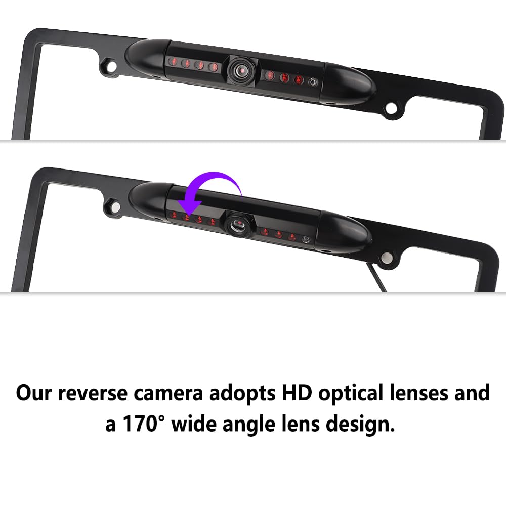 License Plate Backup Camera,Hd Night Vision Reverse Camera With 8 Led,170Wide Angle Waterproof Car Rear View Camera Fits Car Tru