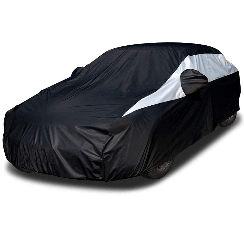 Titan Jet Black Poly 210T Car Cover For Sedans 186-202''. Waterproof, Uv Protection, Scratch Resistant, Driver-Side Zippered Ope