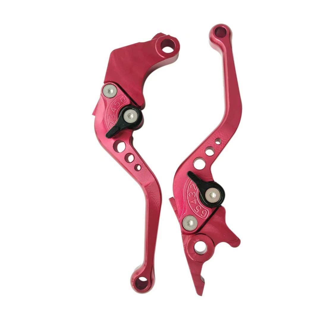 Red Cnc 6 Position Shorty Brake Clutch Lever For Kawasaki Zx1400 / Zx14R / Zzr1400 2006-2015 06 07 08 09 10 11 12 13 14 15