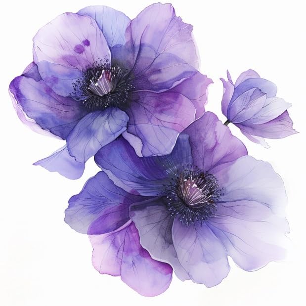 Clematis Flower Car Decal Watercolor, Purple Flower Bumper Sticker, Removable Waterproof Decals For Car, Electronic, Case, Water