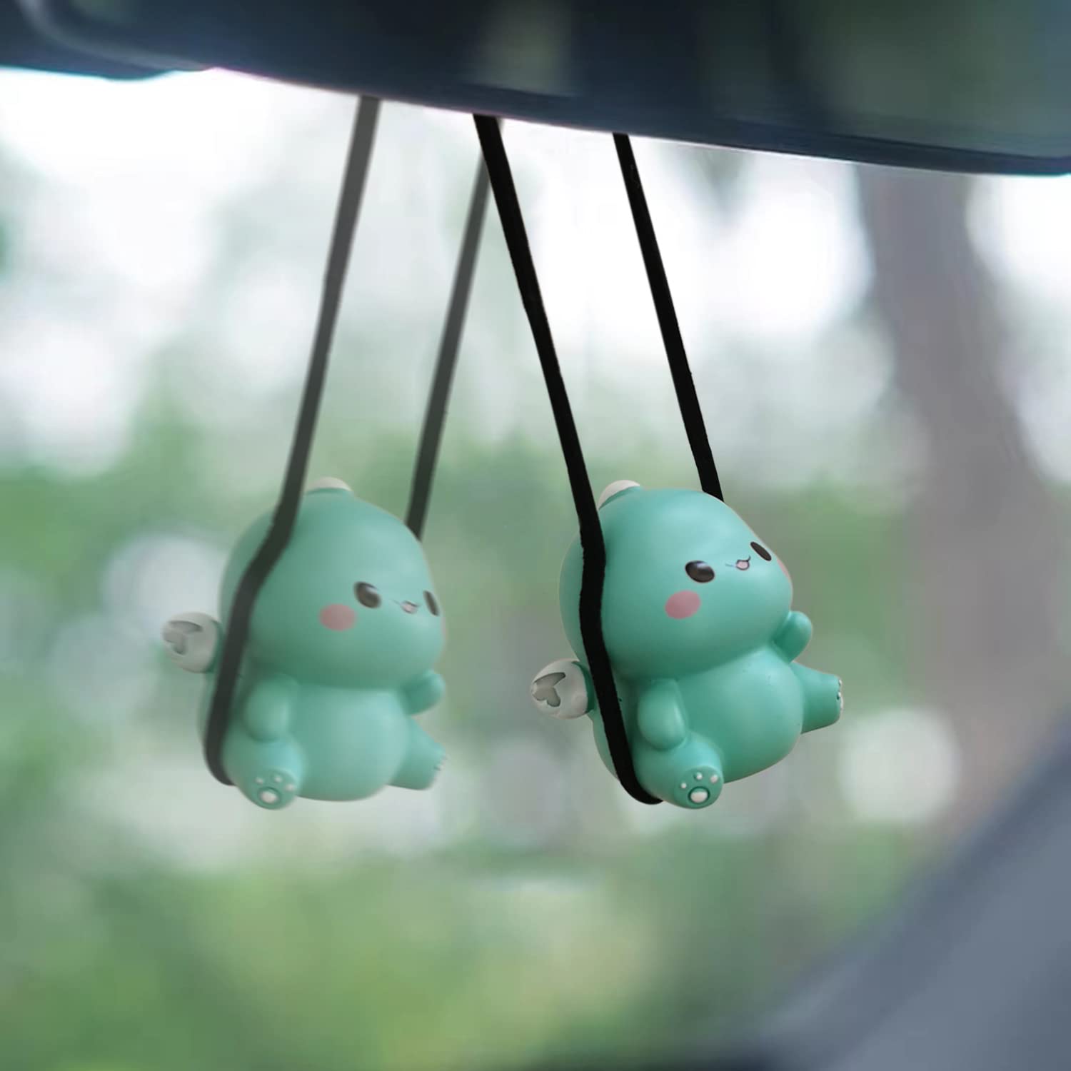 Swinging Dinosaur Car Hanging Ornament For Rear View Mirror, Cute Car Decor Accessories Interior, Car Pendant Dinosaur Hanging Swing(Green)
